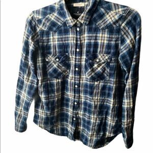 American Eagle Outfitters Shirt Womens Small Snap Front Boyfriend top Western